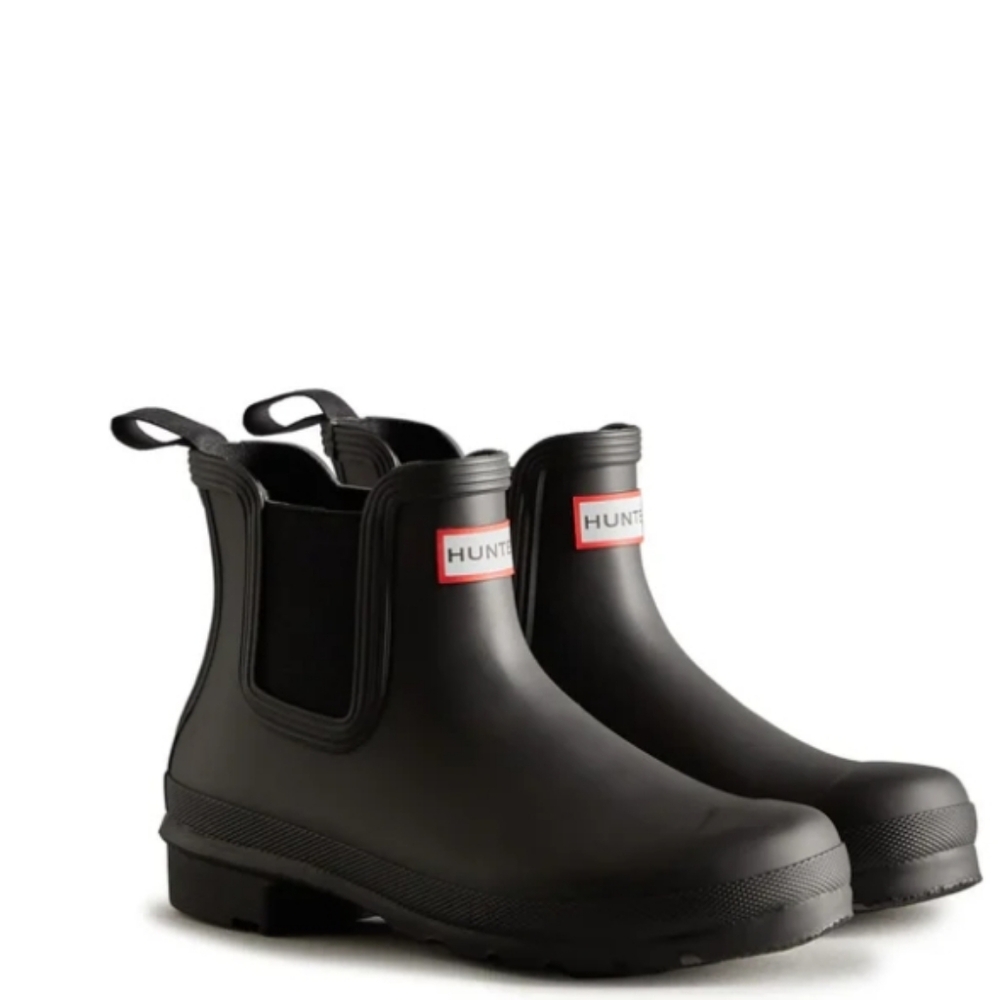 Hunter Women's Black Rubber Ankle Boots